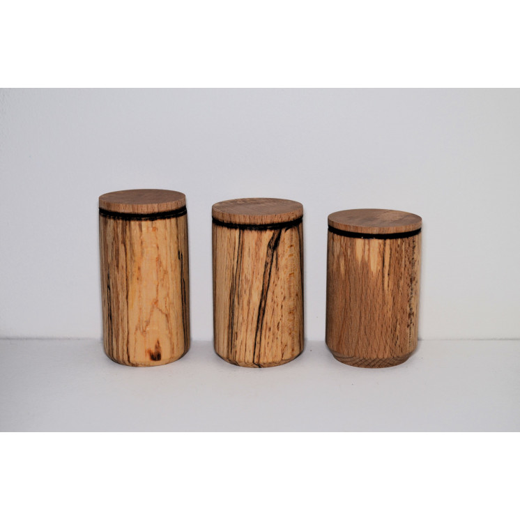 Lot de  3 boîtes en hêtre échauffé