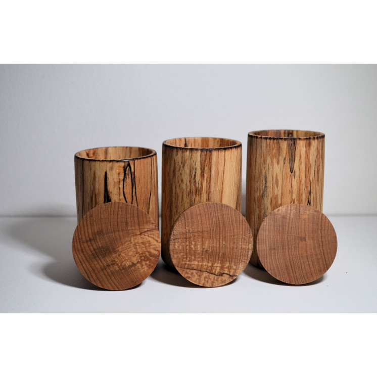 Lot de  3 boîtes en hêtre échauffé