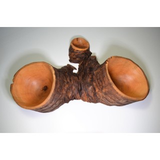 Vide poche à 3 compartiments, sculpté dans une fourche de hêtre