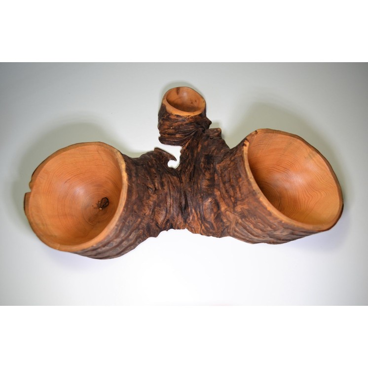 Vide poche à 3 compartiments, sculpté dans une fourche de hêtre