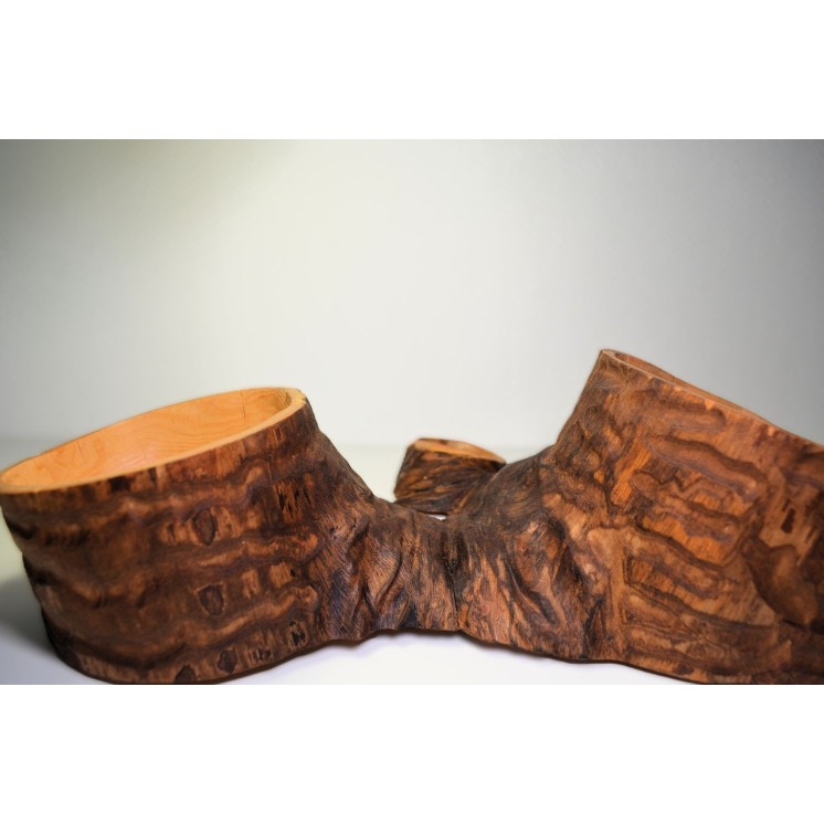 Vide poche à 3 compartiments, sculpté dans une fourche de hêtre