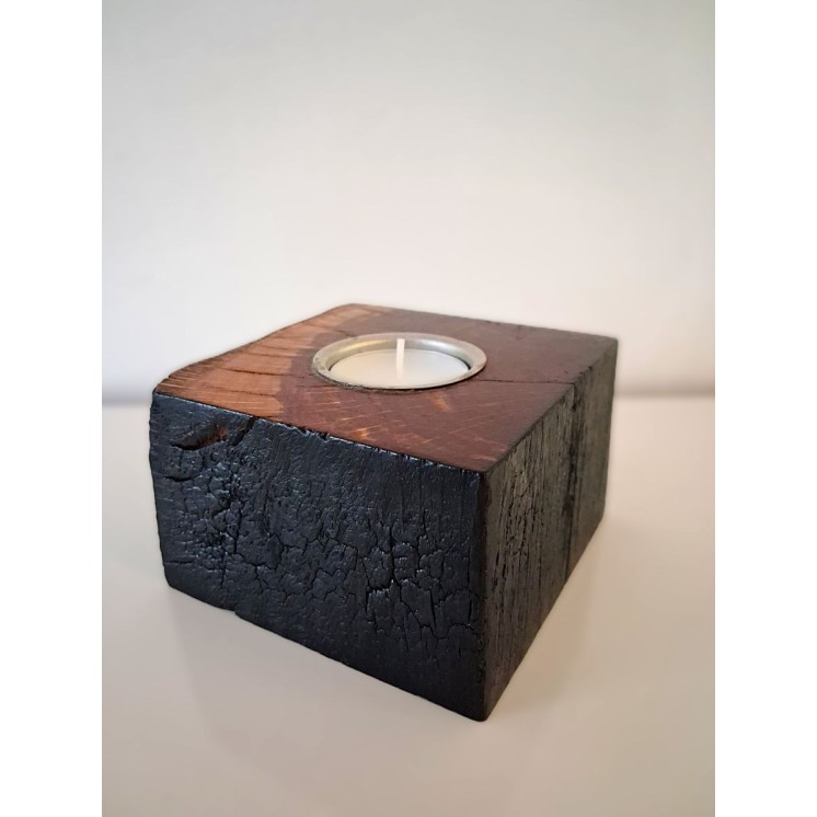Bougeoir carré en chêne massif