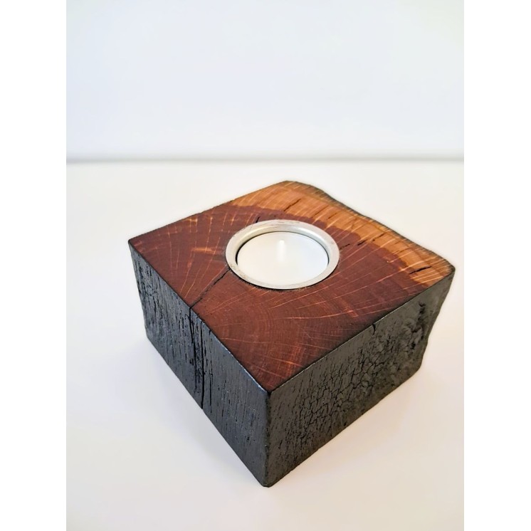 Bougeoir carré en chêne massif