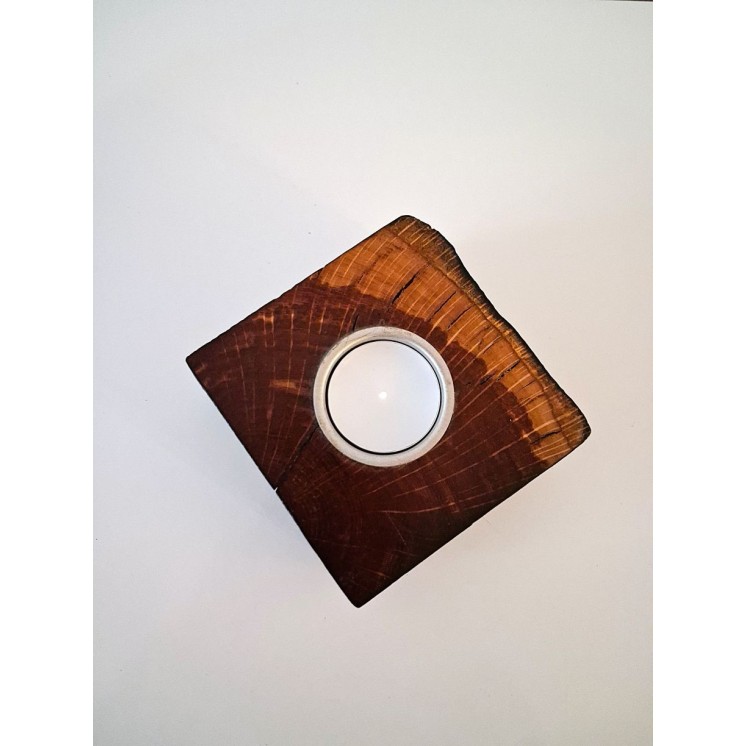 Bougeoir carré en chêne massif