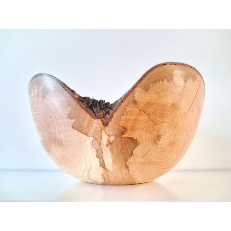 Coupe à fruits en bois – Pièce unique en frêne avec bords naturels