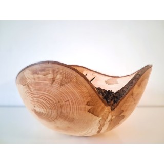 Coupe à fruits en bois – Pièce unique en frêne avec bords naturels