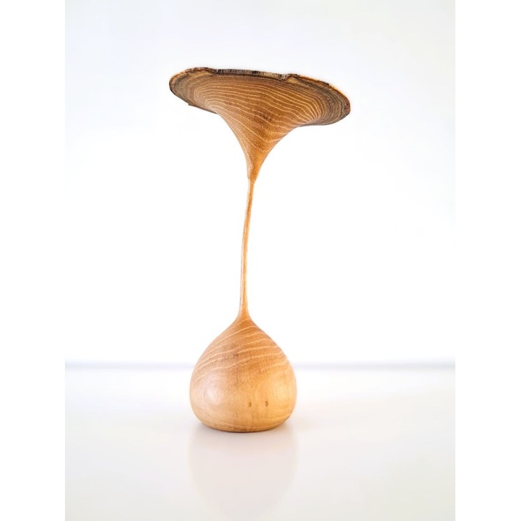 Fleur en bois de robinier faux-acacia | Pièce unique tournée à la main