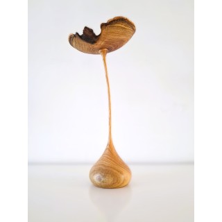 Fleur en bois de robinier faux-acacia | Pièce unique tournée à la main