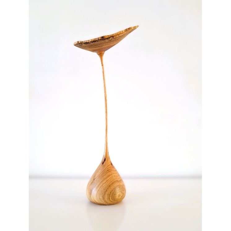 Fleur en bois de robinier faux-acacia | Pièce unique tournée à la main