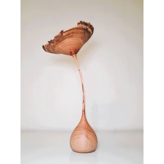 Fleur en bois de robinier faux-acacia | Pièce unique tournée à la main
